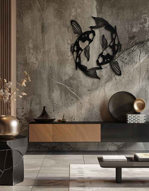 Load image into Gallery viewer, Koi Fish Yin Yang Metal Wall Art - Zen Inspired Steel Wall Decor - KAF083