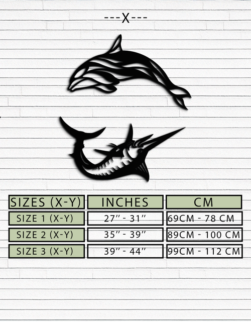 Load image into Gallery viewer, Dolphin & Marlin Metal Wall Art - Ocean-Inspired Modern Steel Decor - KAF084
