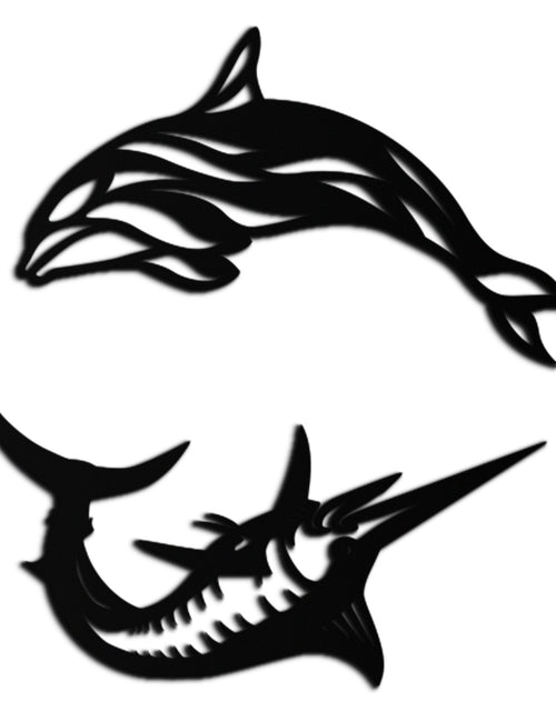 Load image into Gallery viewer, Dolphin & Marlin Metal Wall Art - Ocean-Inspired Modern Steel Decor - KAF084