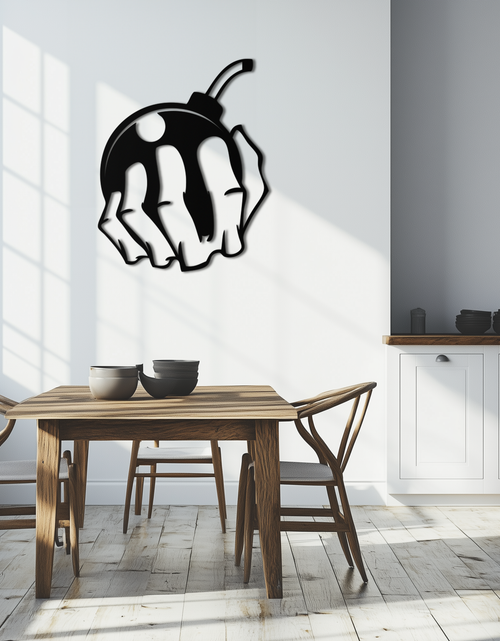 Load image into Gallery viewer, Bomb Hand Metal Wall Art - Edgy Modern Steel Decor - KAF085