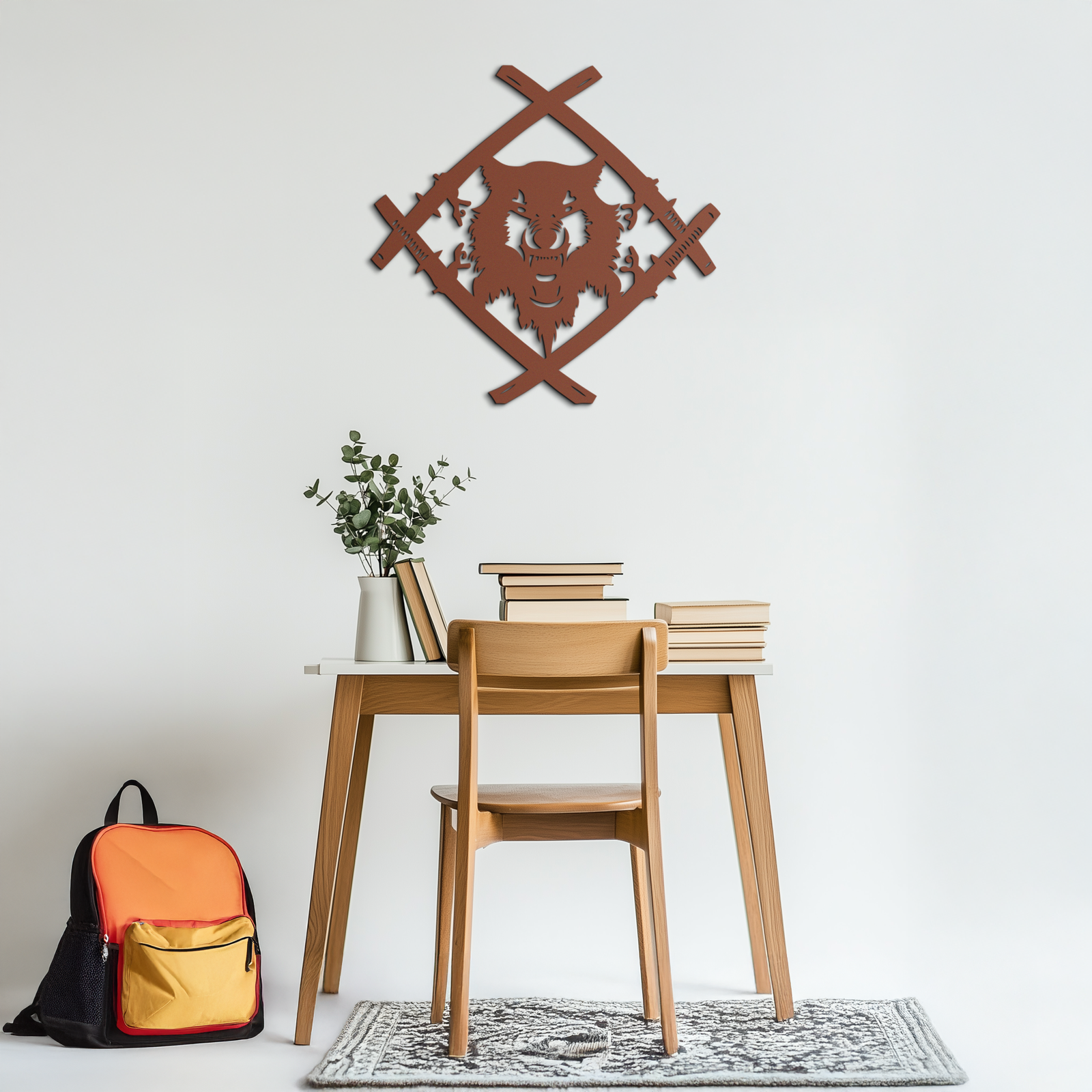 Samurai Wolf Metal Wall Art - Unique Warrior-Inspired Steel Decor - KAF087