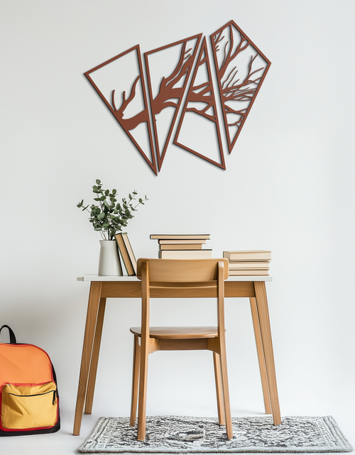 Load image into Gallery viewer, Abstract Tree Branch Metal Wall Art - Modern Geometric Steel Decor - KAF088
