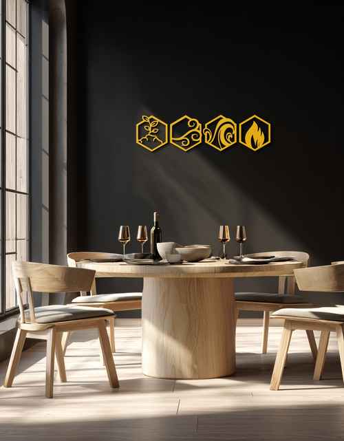 Load image into Gallery viewer, Four Elements Metal Wall Art - Modern Elemental Symbol Decor - KAF090