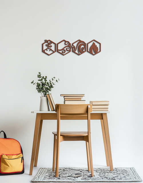 Load image into Gallery viewer, Four Elements Metal Wall Art - Modern Elemental Symbol Decor - KAF090