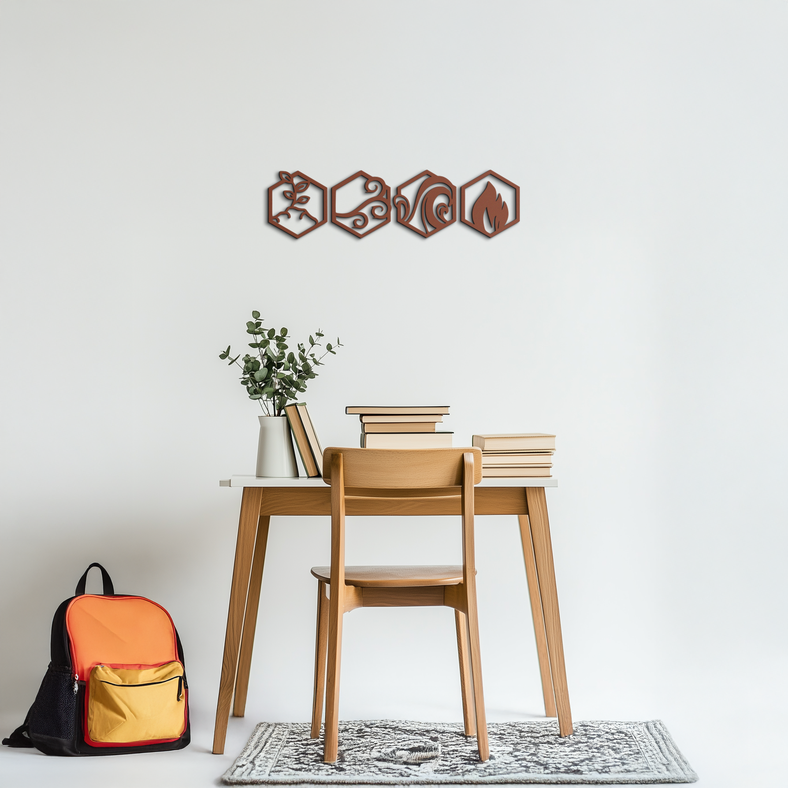 Four Elements Metal Wall Art - Modern Elemental Symbol Decor - KAF090