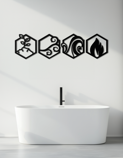 Load image into Gallery viewer, Four Elements Metal Wall Art - Modern Elemental Symbol Decor - KAF090