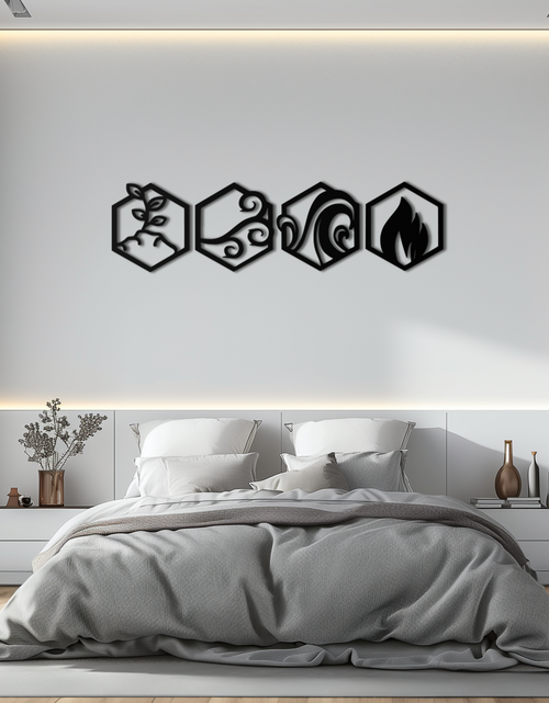 Load image into Gallery viewer, Four Elements Metal Wall Art - Modern Elemental Symbol Decor - KAF090
