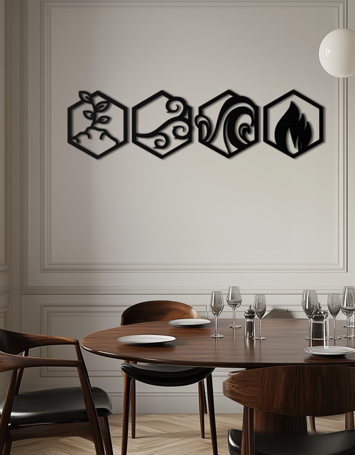 Load image into Gallery viewer, Four Elements Metal Wall Art - Modern Elemental Symbol Decor - KAF090