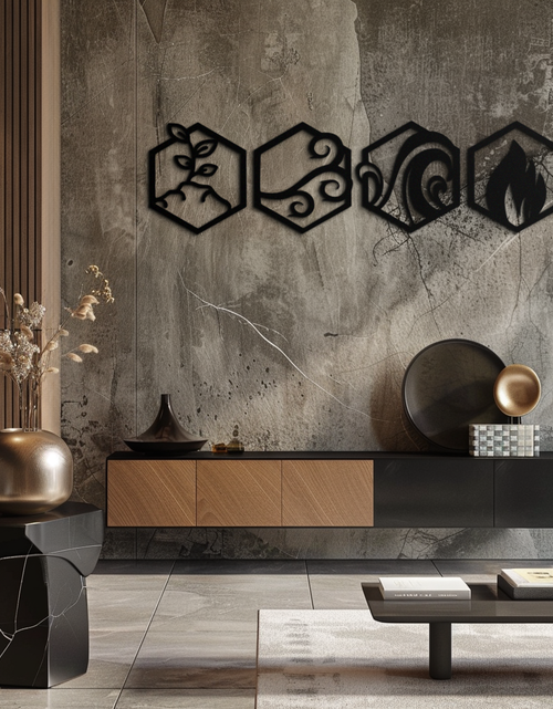 Load image into Gallery viewer, Four Elements Metal Wall Art - Modern Elemental Symbol Decor - KAF090
