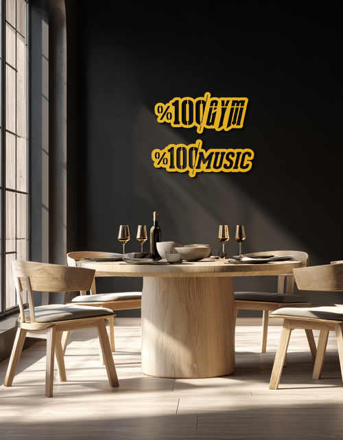 Load image into Gallery viewer, %100 Gym & Music Metal Wall Art - Fitness & Music Enthusiast Decor - KAF091