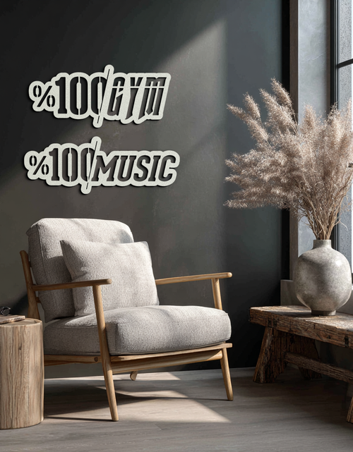 Load image into Gallery viewer, %100 Gym & Music Metal Wall Art - Fitness & Music Enthusiast Decor - KAF091
