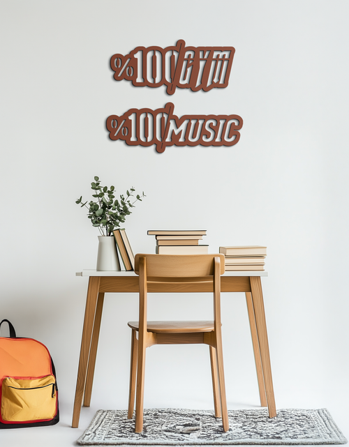 Load image into Gallery viewer, %100 Gym & Music Metal Wall Art - Fitness & Music Enthusiast Decor - KAF091