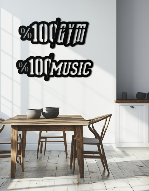 Load image into Gallery viewer, %100 Gym & Music Metal Wall Art - Fitness & Music Enthusiast Decor - KAF091