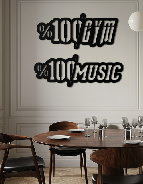 Load image into Gallery viewer, %100 Gym & Music Metal Wall Art - Fitness & Music Enthusiast Decor - KAF091