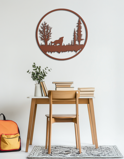 Load image into Gallery viewer, Howling Wolf Metal Wall Art - Rustic Nature-Inspired Steel Decor - KAF092