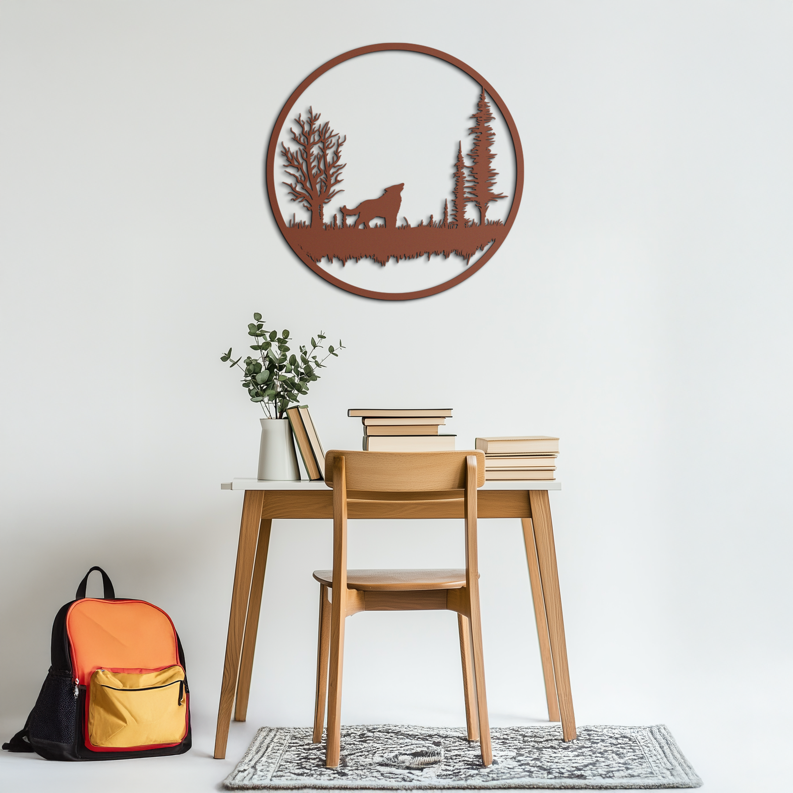 Howling Wolf Metal Wall Art - Rustic Nature-Inspired Steel Decor - KAF092