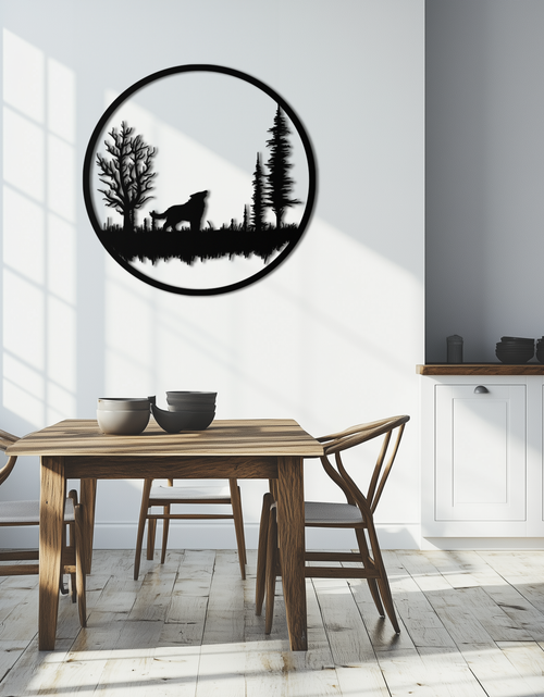 Load image into Gallery viewer, Howling Wolf Metal Wall Art - Rustic Nature-Inspired Steel Decor - KAF092
