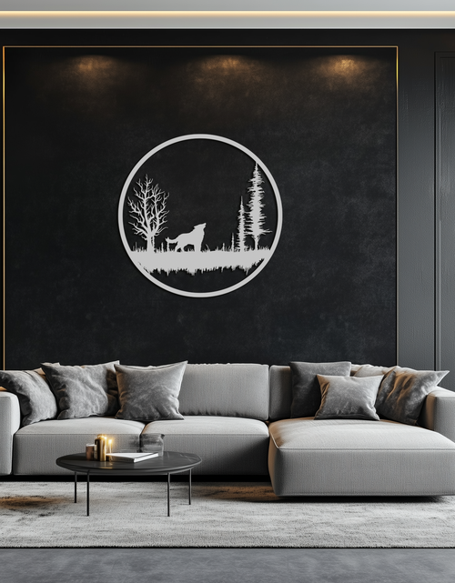 Load image into Gallery viewer, Howling Wolf Metal Wall Art - Rustic Nature-Inspired Steel Decor - KAF092