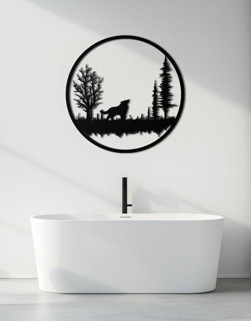 Load image into Gallery viewer, Howling Wolf Metal Wall Art - Rustic Nature-Inspired Steel Decor - KAF092