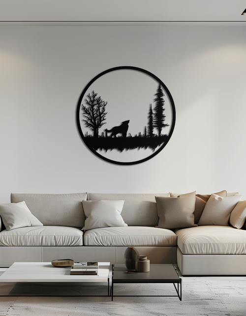 Load image into Gallery viewer, Howling Wolf Metal Wall Art - Rustic Nature-Inspired Steel Decor - KAF092