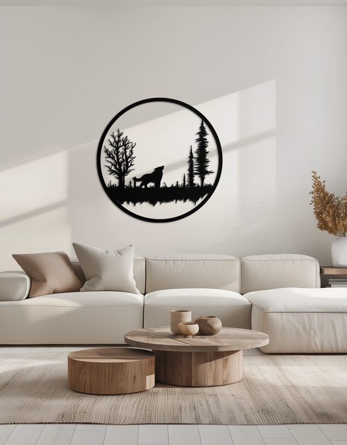 Load image into Gallery viewer, Howling Wolf Metal Wall Art - Rustic Nature-Inspired Steel Decor - KAF092