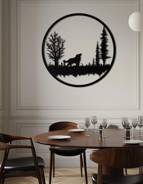 Load image into Gallery viewer, Howling Wolf Metal Wall Art - Rustic Nature-Inspired Steel Decor - KAF092