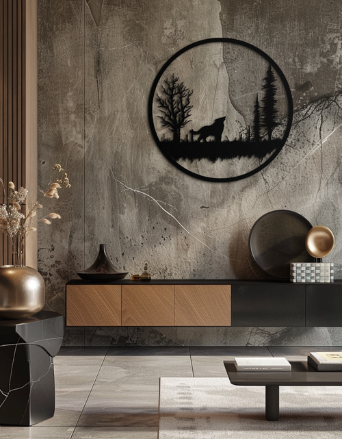 Load image into Gallery viewer, Howling Wolf Metal Wall Art - Rustic Nature-Inspired Steel Decor - KAF092