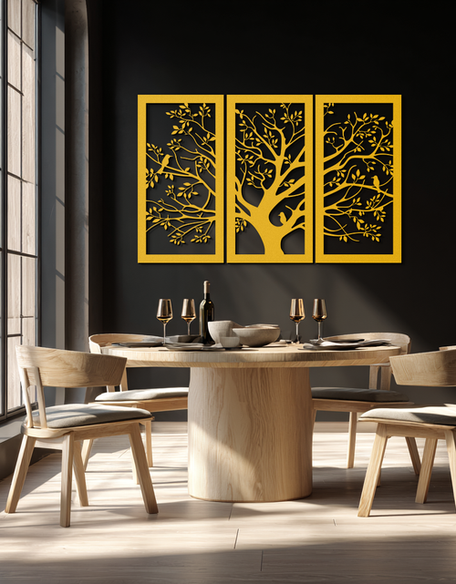Load image into Gallery viewer, Tree of Life Metal Wall Art - 3-Piece Nature-Inspired Steel Decor - KAF093
