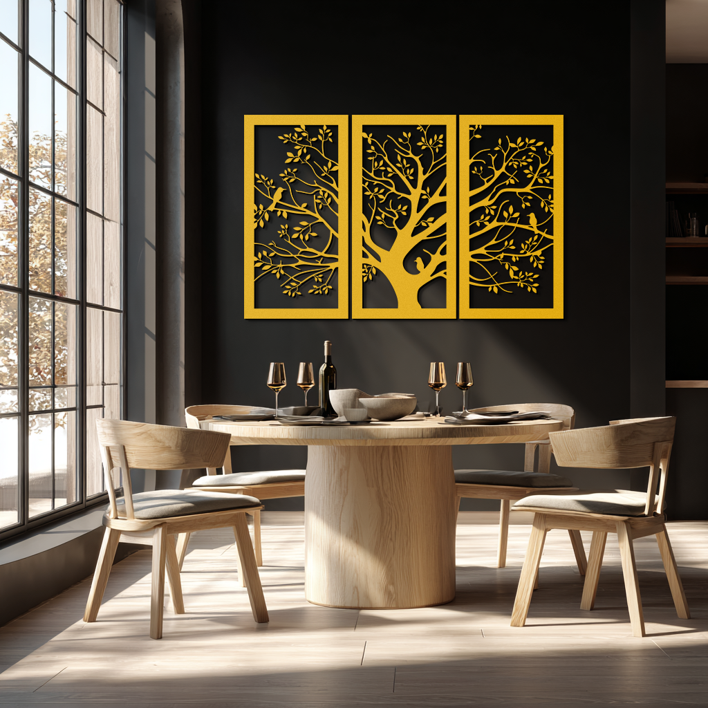 Tree of Life Metal Wall Art - 3-Piece Nature-Inspired Steel Decor - KAF093