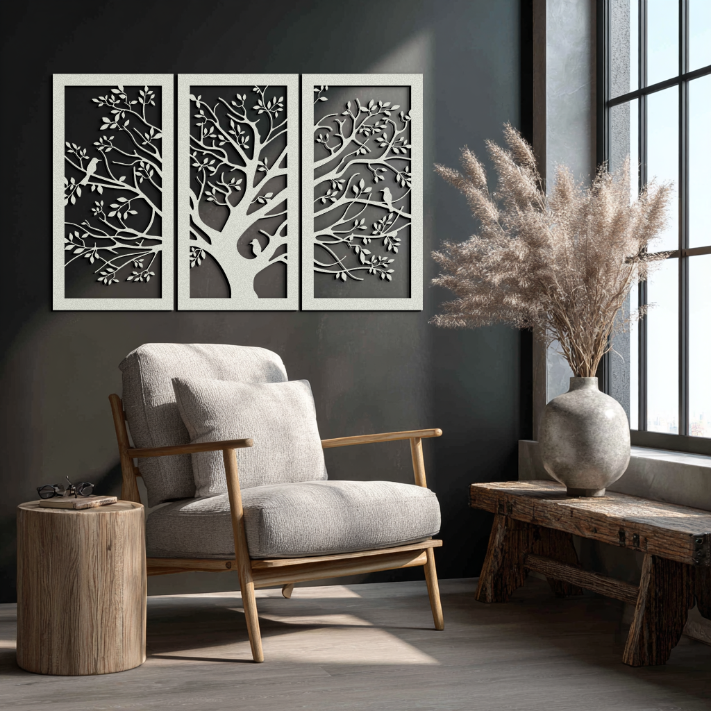 Tree of Life Metal Wall Art - 3-Piece Nature-Inspired Steel Decor - KAF093