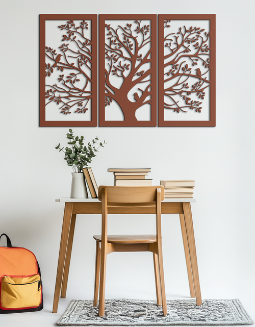 Load image into Gallery viewer, Tree of Life Metal Wall Art - 3-Piece Nature-Inspired Steel Decor - KAF093