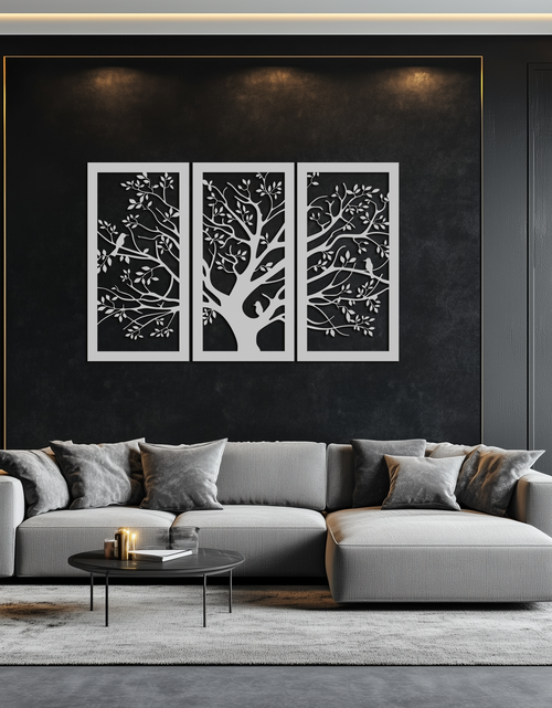 Load image into Gallery viewer, Tree of Life Metal Wall Art - 3-Piece Nature-Inspired Steel Decor - KAF093