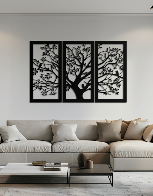 Load image into Gallery viewer, Tree of Life Metal Wall Art - 3-Piece Nature-Inspired Steel Decor - KAF093