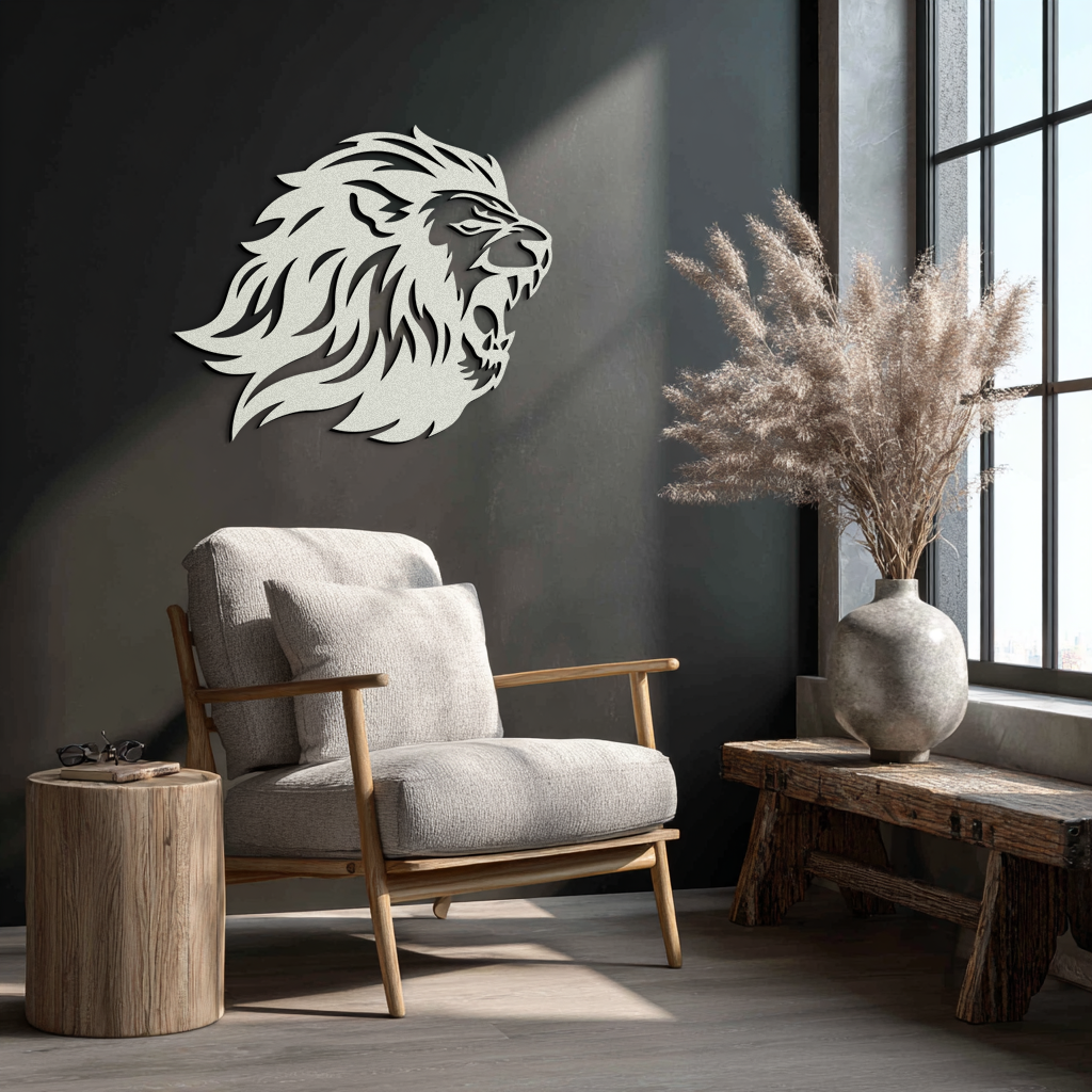 Roaring Lion Metal Wall Art - Fierce Jungle King Steel Decor - KAF095