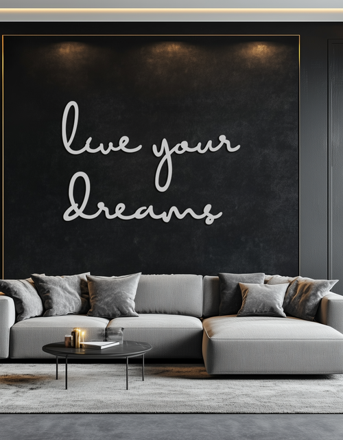 Load image into Gallery viewer, Live Your Dreams Metal Wall Art - Inspirational Script Wall Decor - KAF096