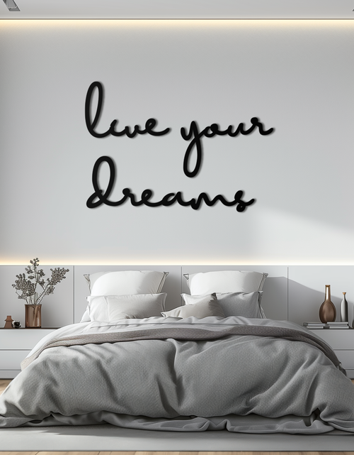 Load image into Gallery viewer, Live Your Dreams Metal Wall Art - Inspirational Script Wall Decor - KAF096
