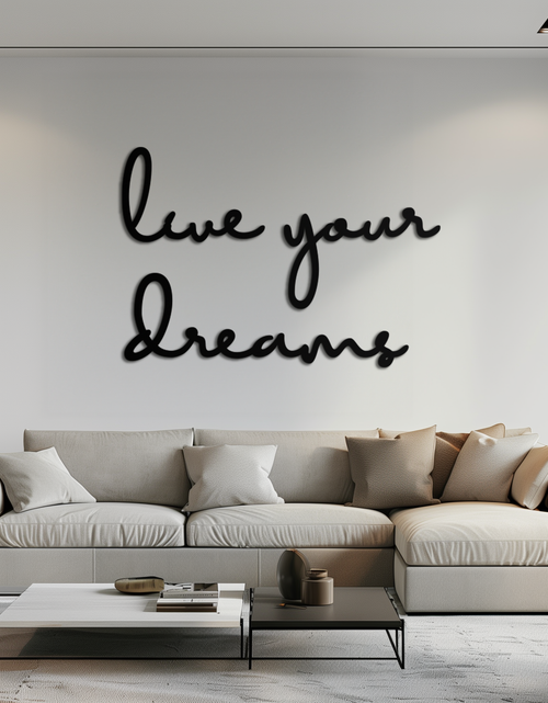 Load image into Gallery viewer, Live Your Dreams Metal Wall Art - Inspirational Script Wall Decor - KAF096