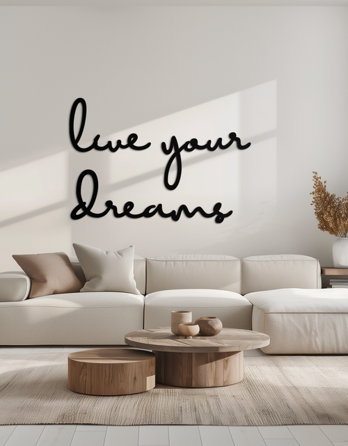 Load image into Gallery viewer, Live Your Dreams Metal Wall Art - Inspirational Script Wall Decor - KAF096