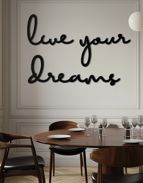 Load image into Gallery viewer, Live Your Dreams Metal Wall Art - Inspirational Script Wall Decor - KAF096