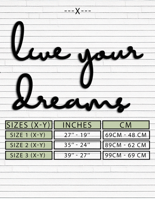 Load image into Gallery viewer, Live Your Dreams Metal Wall Art - Inspirational Script Wall Decor - KAF096