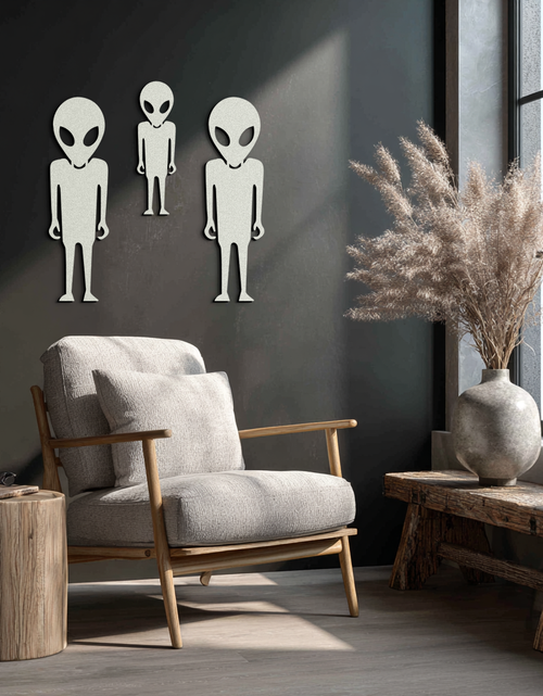 Load image into Gallery viewer, Alien Trio Metal Wall Art - Futuristic Sci-Fi Themed Wall Decor - KAF097