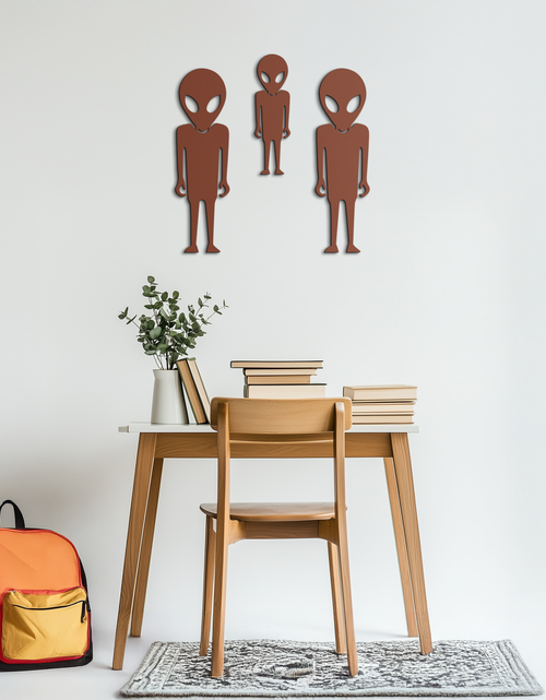 Load image into Gallery viewer, Alien Trio Metal Wall Art - Futuristic Sci-Fi Themed Wall Decor - KAF097