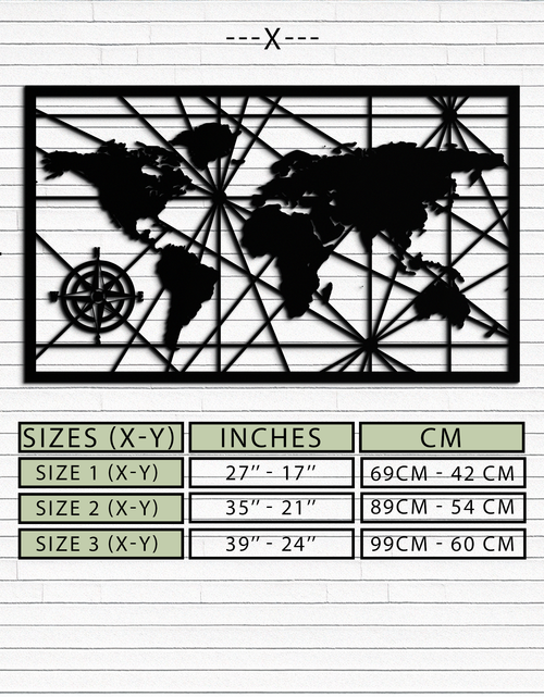 Load image into Gallery viewer, Geometric World Map Metal Wall Art - Modern Minimalist Steel Wall Decor - KAF098