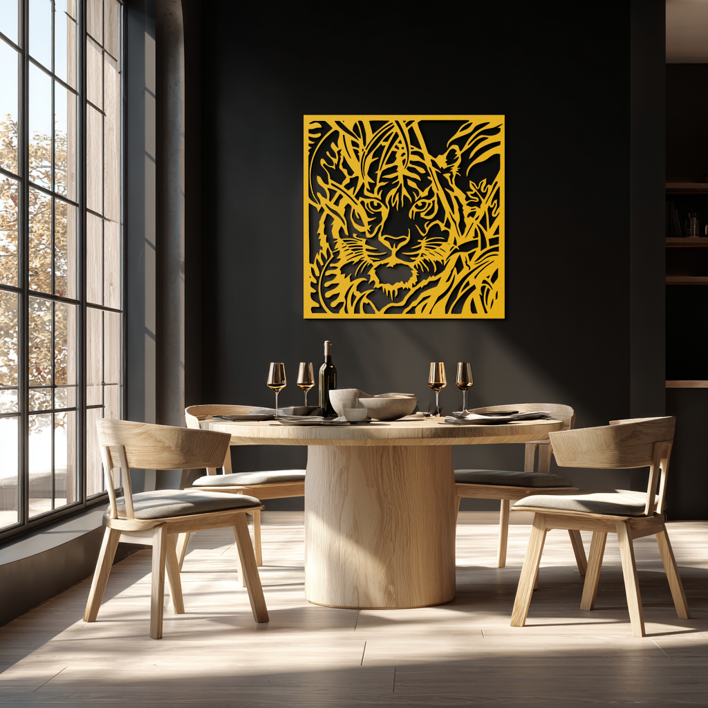 Tiger Metal Wall Art - Jungle-Inspired Modern Steel Wall Decor - KAF102