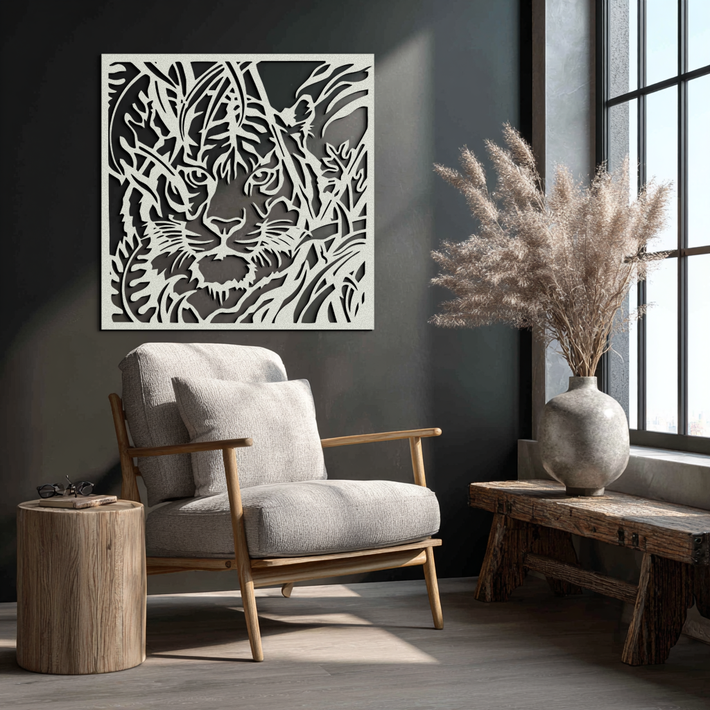 Tiger Metal Wall Art - Jungle-Inspired Modern Steel Wall Decor - KAF102
