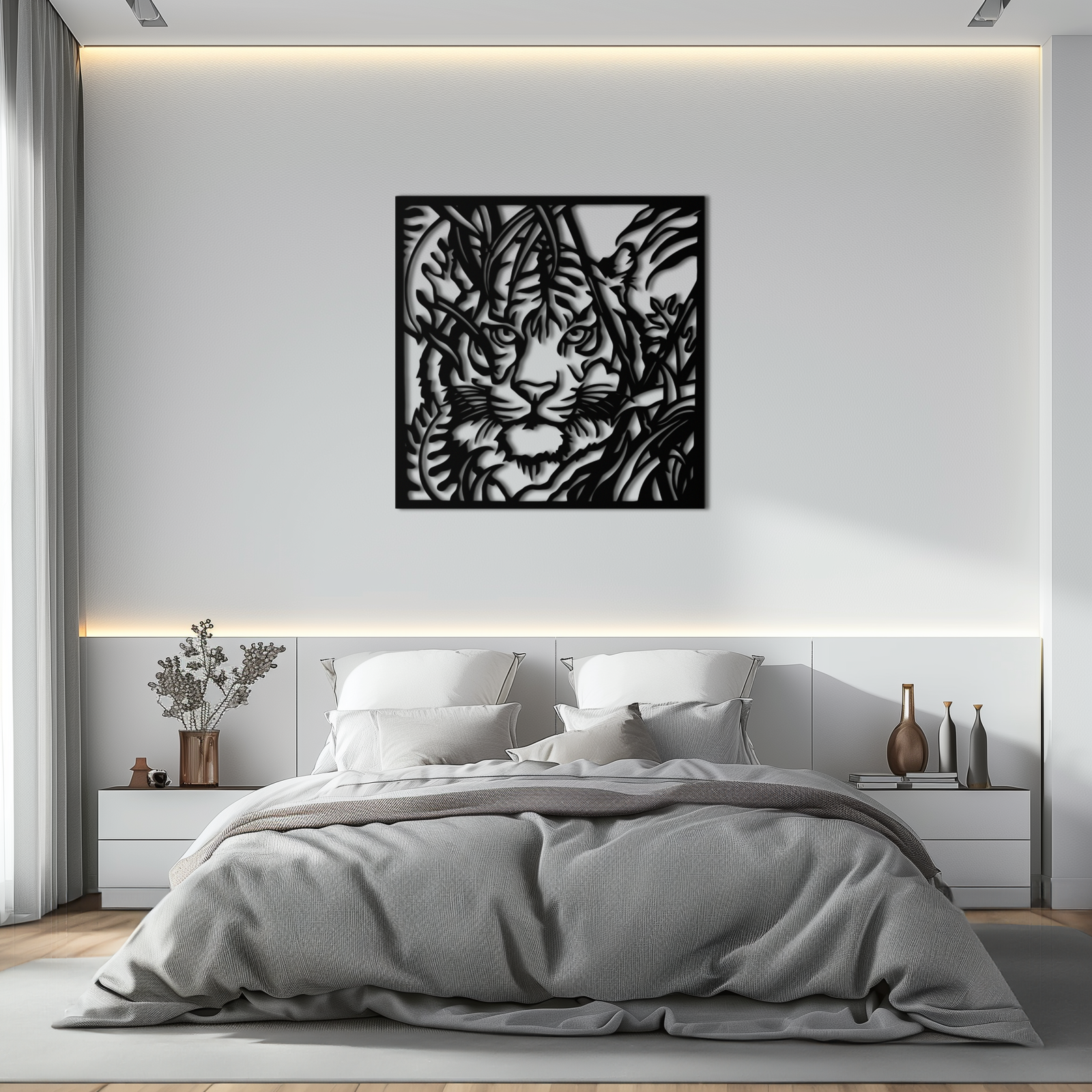 Tiger Metal Wall Art - Jungle-Inspired Modern Steel Wall Decor - KAF102