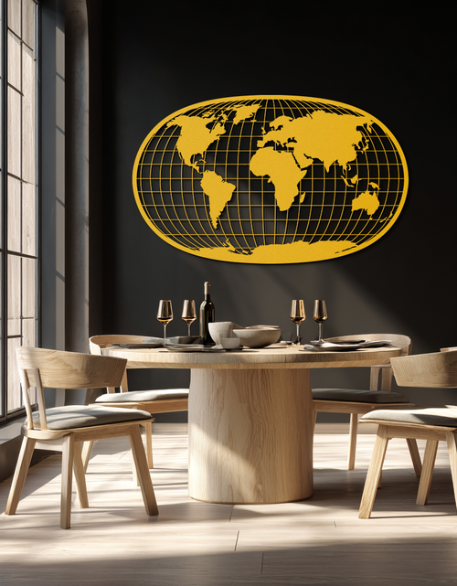 Load image into Gallery viewer, World Map Metal Wall Art - Globe Projection Steel Wall Decor - KAF103