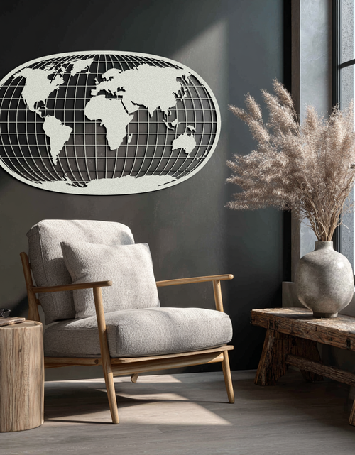 Load image into Gallery viewer, World Map Metal Wall Art - Globe Projection Steel Wall Decor - KAF103