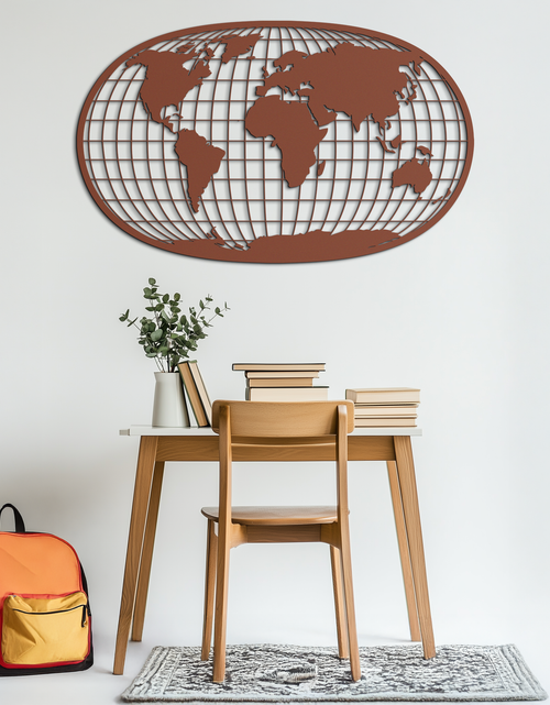 Load image into Gallery viewer, World Map Metal Wall Art - Globe Projection Steel Wall Decor - KAF103