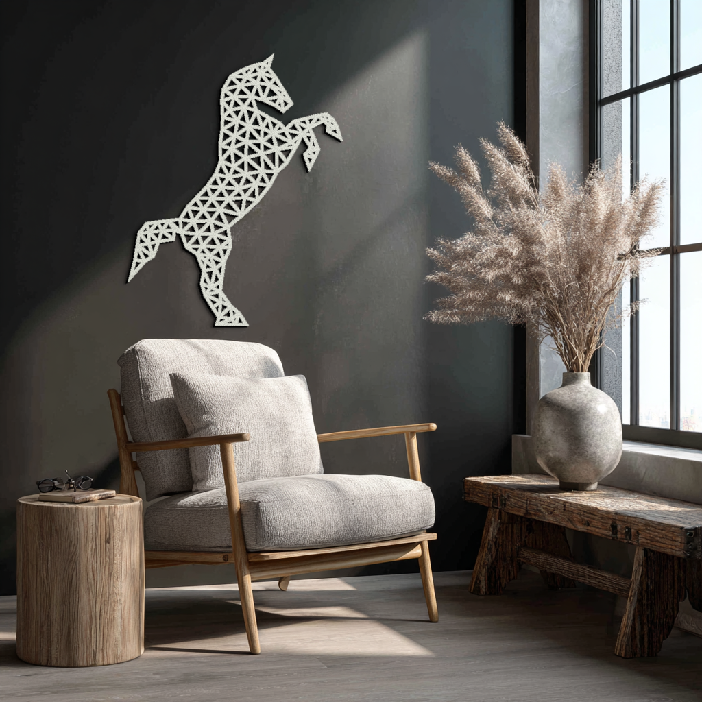 Geometric Horse Metal Wall Art - Modern Steel Horse Silhouette - KAF108